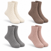 Women’s Warm Cable Knit Crew Socks with Ribbed Texture YX83- 4 pairs