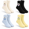 Women’s Funny Face Fuzzy Crew Socks with Playful Designs MX602- 4 pairs