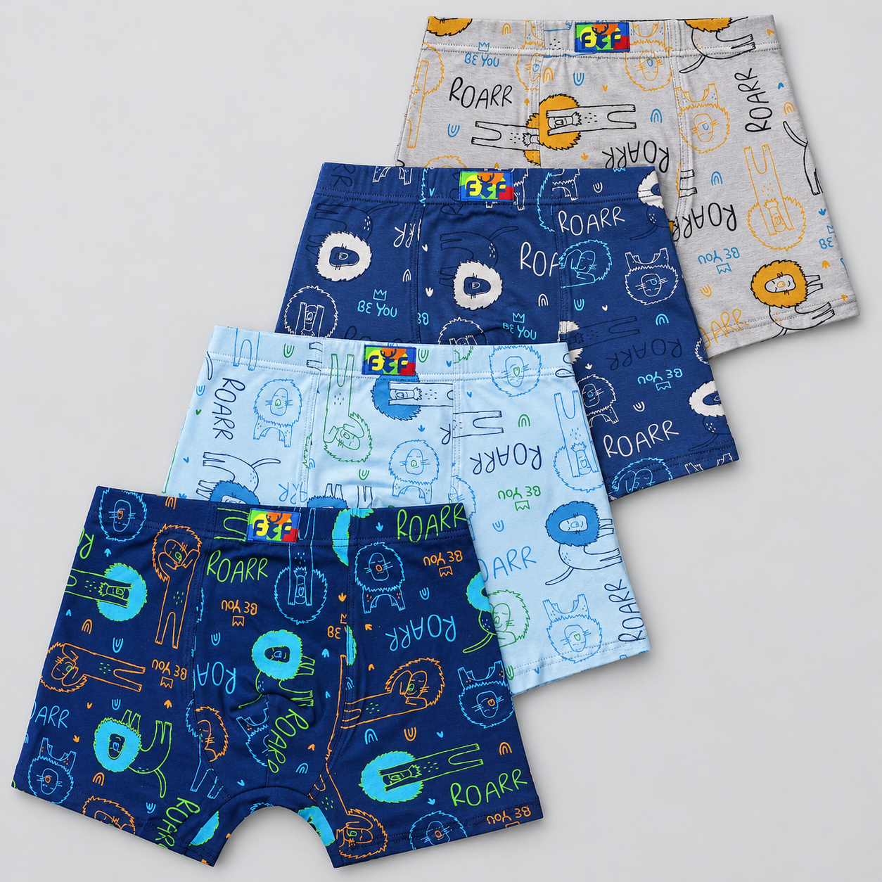 Boys’ lion-print boxer briefs XQ5211, 4-piece pack
