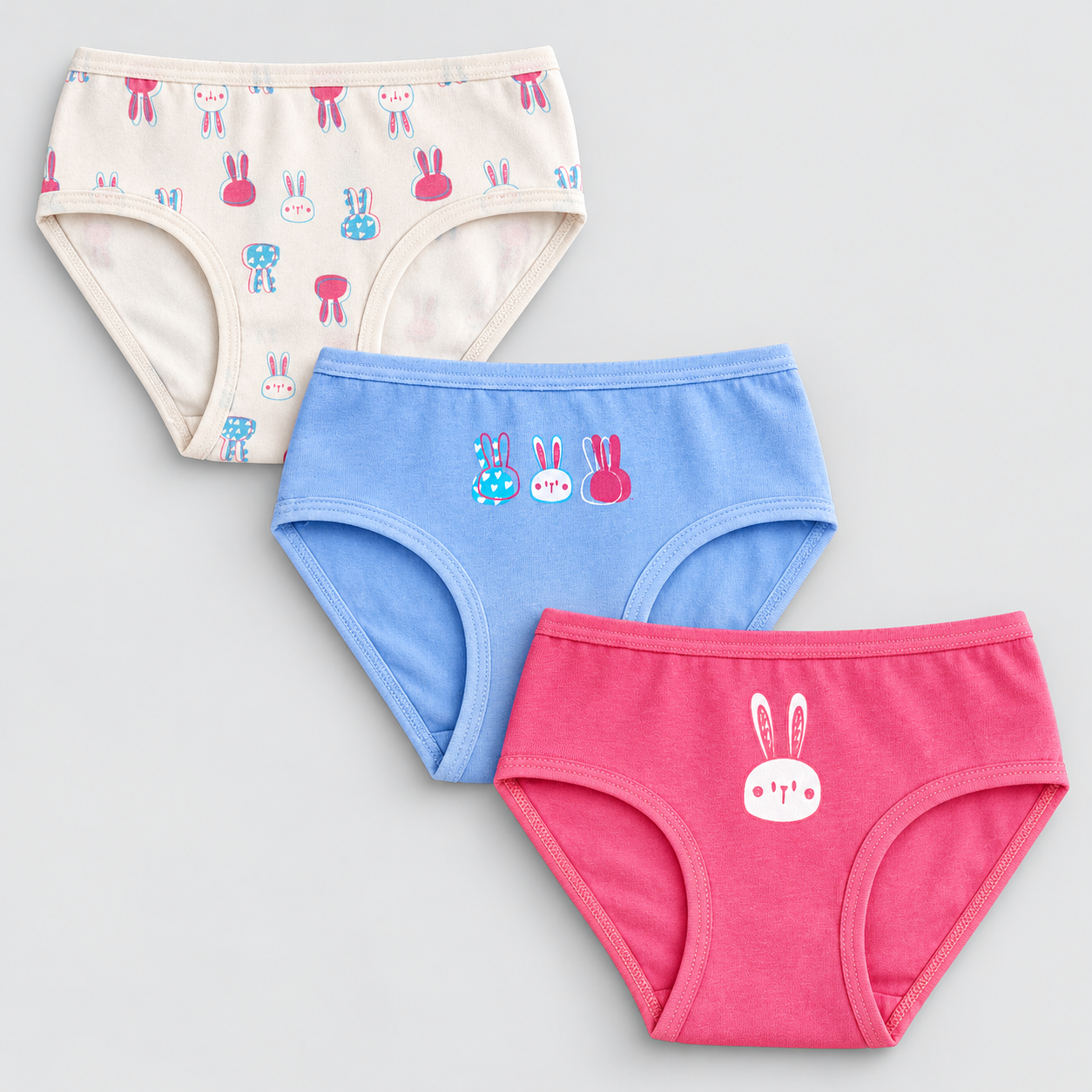 XQ6030 girls' bunny briefs, three-piece pack