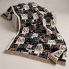 Women’s Cat-Pattern Scarf with Fringed Ends H3321
